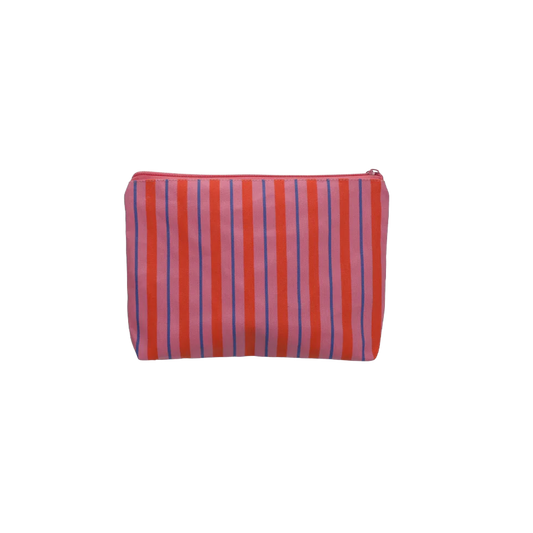 Kadodesign : toiletzakje - Balanced stripes rose + blood orange + cornflower