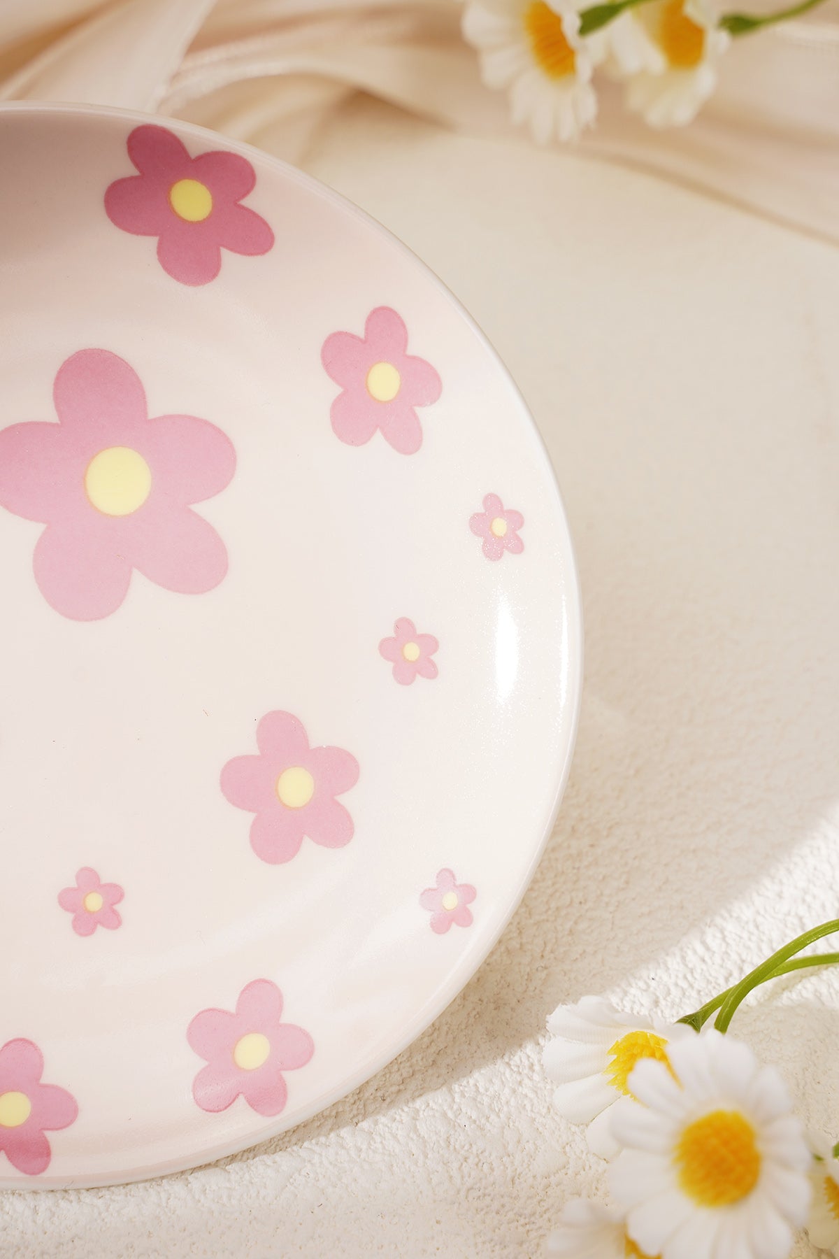 Juwelenschaaltje : flower power - roze bloemetjes