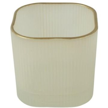 Countryfield : kaarsenhouder vierkant glas - wit