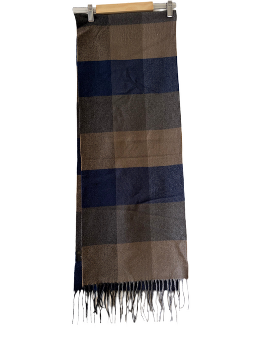 Sjaal heren : geruit - blauw/bruin