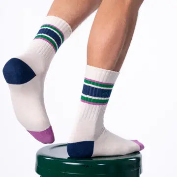 Billybelt : retro sokken : beige/marineblauw/groen/paars