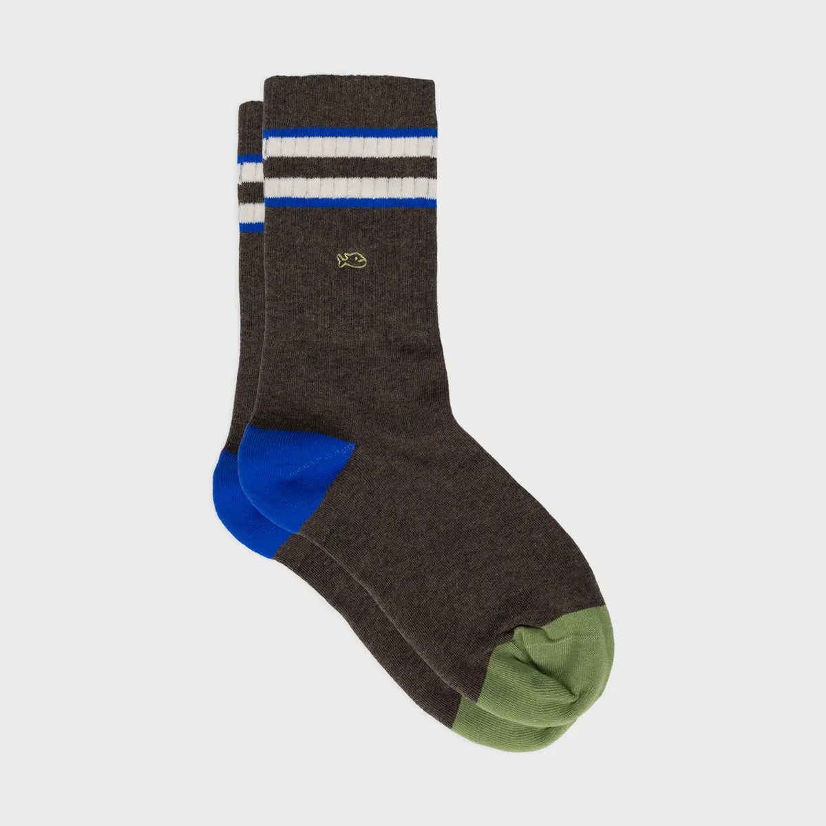Billybelt : retro katoenen sokken - bruin/ivoor/blauw