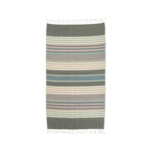 Hamamdoek : gestreept - roze/groen/blauw