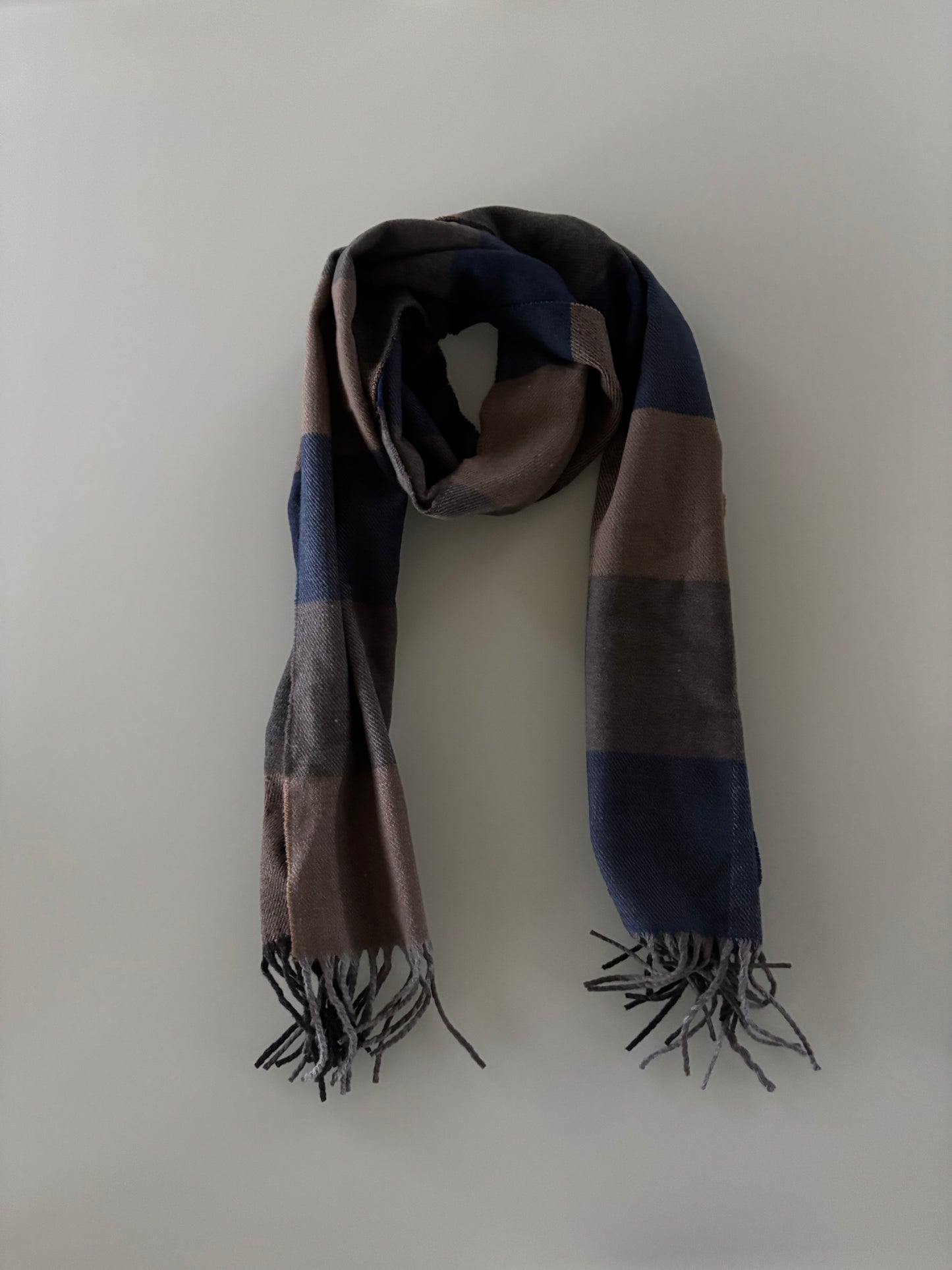 Sjaal heren : geruit - blauw/bruin