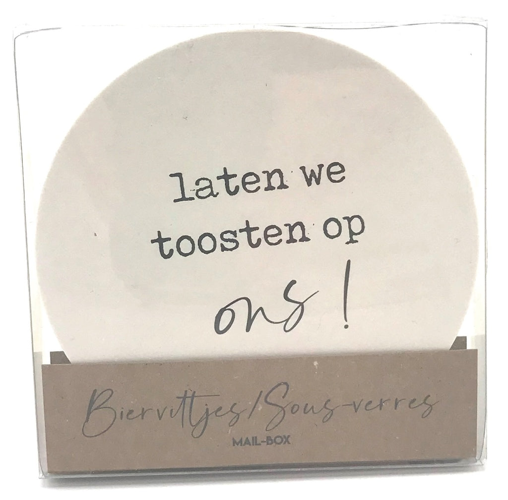 Mailboxcards : bierviltjes - laten we toosten op ons.