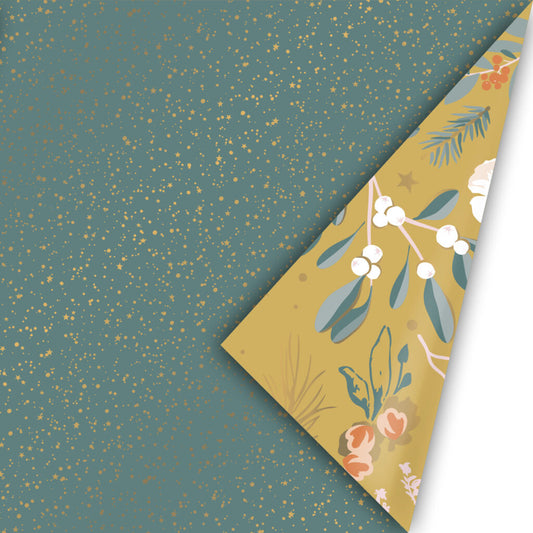 Collective warehouse : cadeaupapier kerst oker bloem