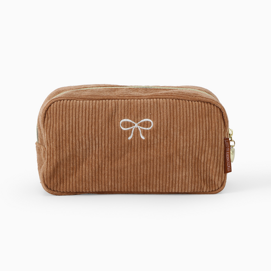 Stationary & gift : make-up tasje - beige met strik