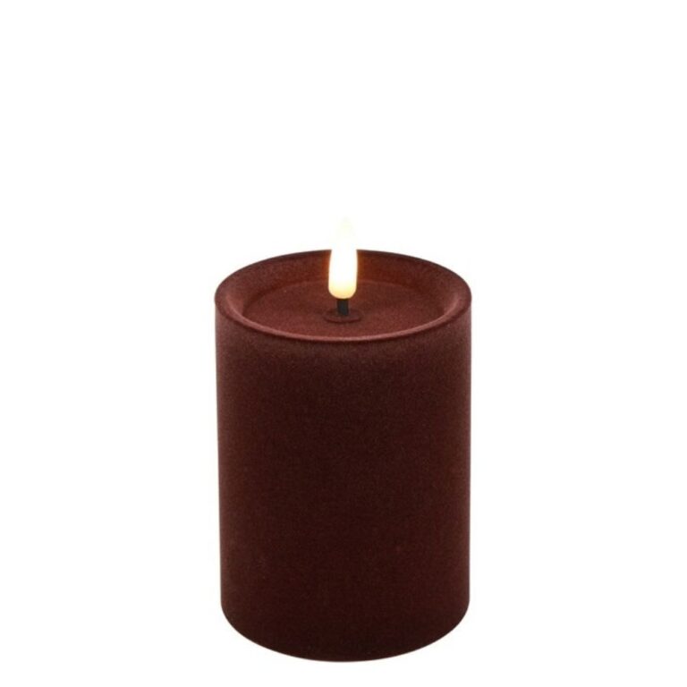 Countryfield : LED velvet Pilar candle S - wijnrood