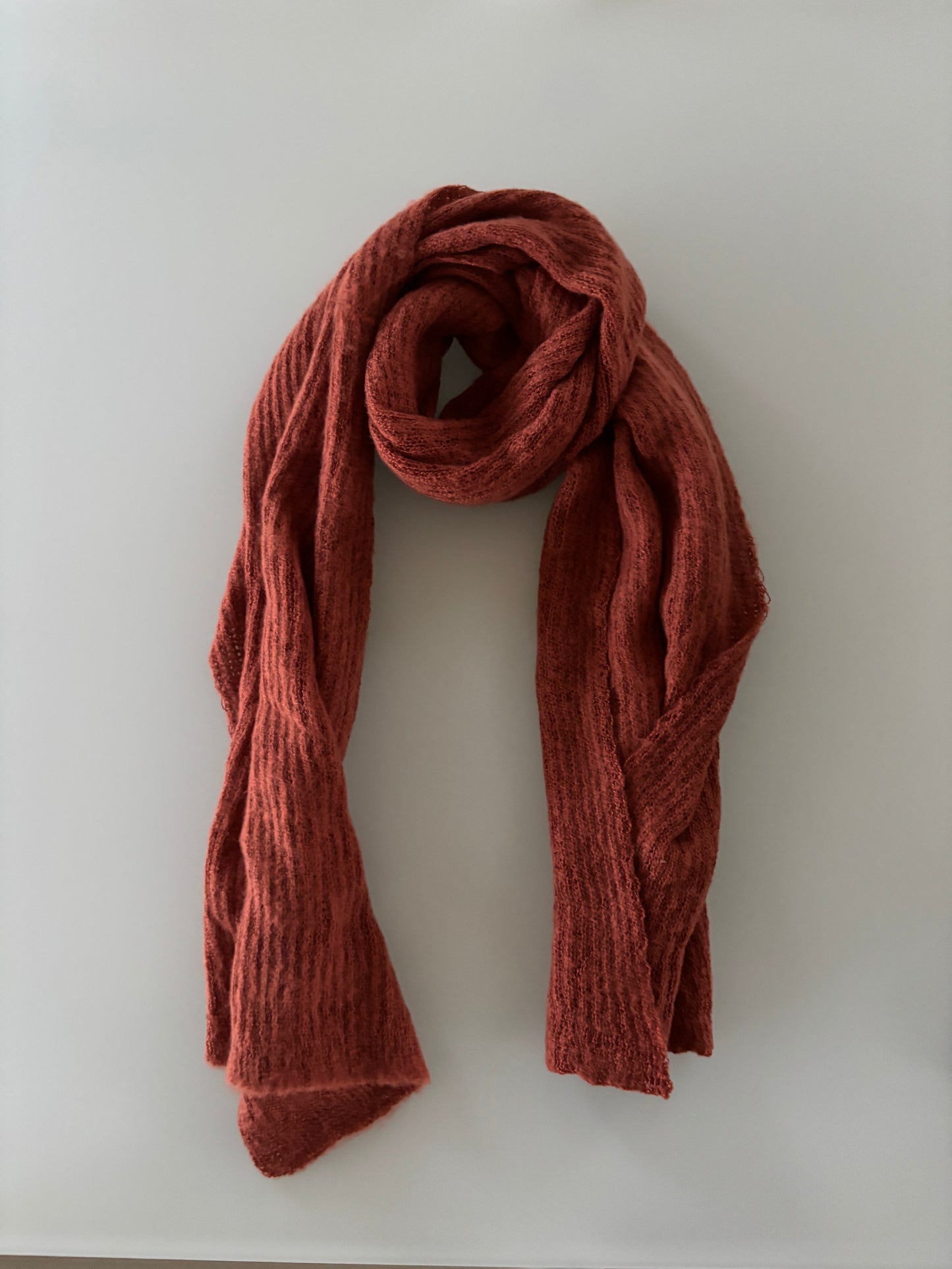 Sjaal : effen gebreid - cognac