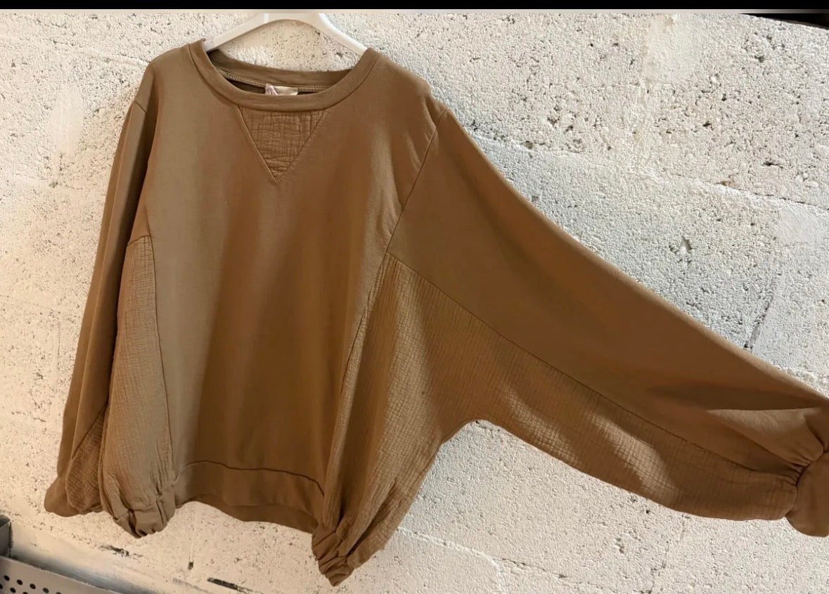 April vintage : sweater - camel/zwart