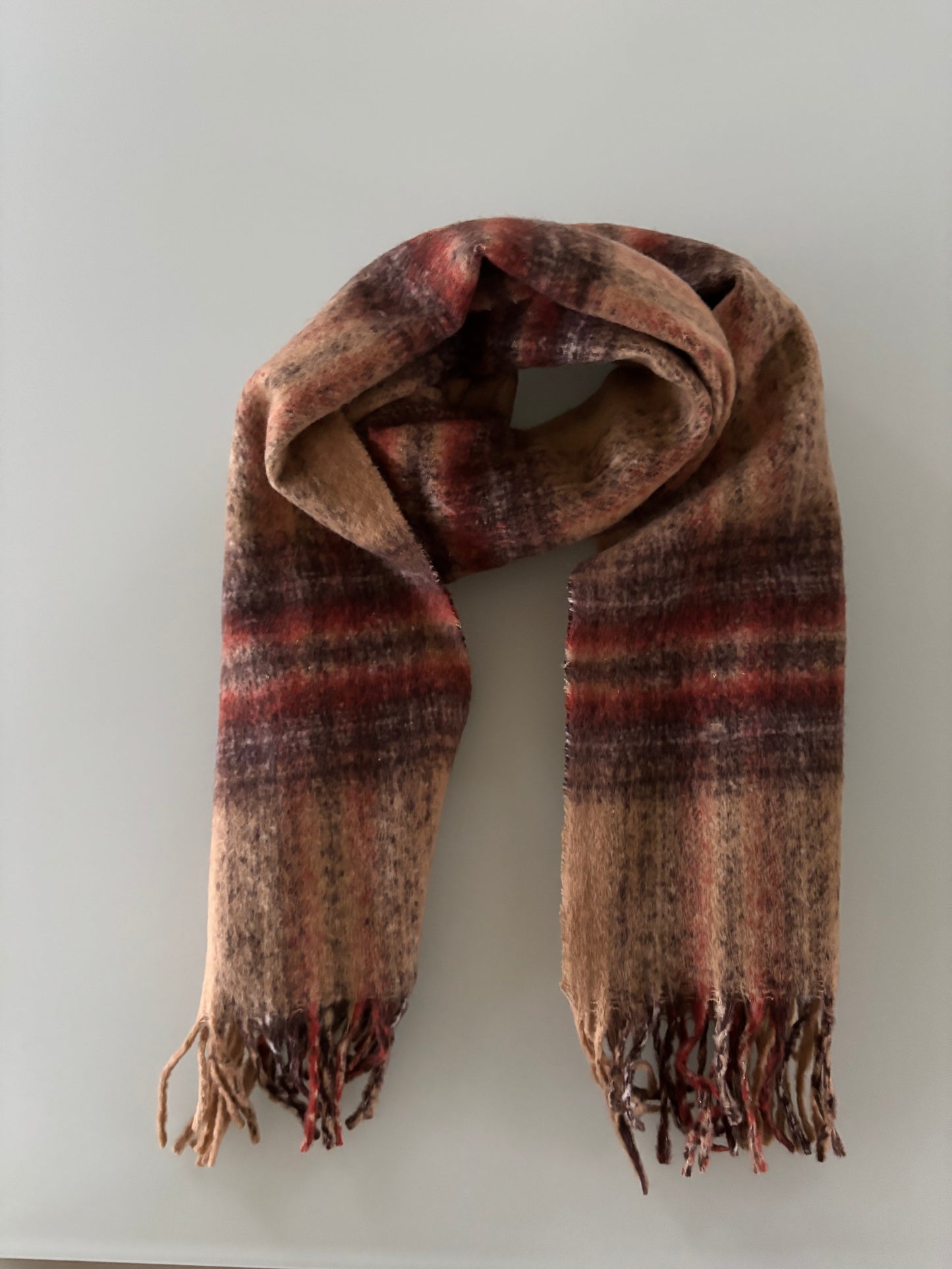 Sjaal : sjaal met gestreepte details - bruin/camel