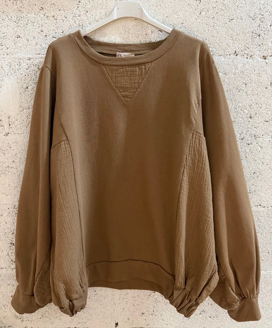 April vintage : sweater - camel/zwart