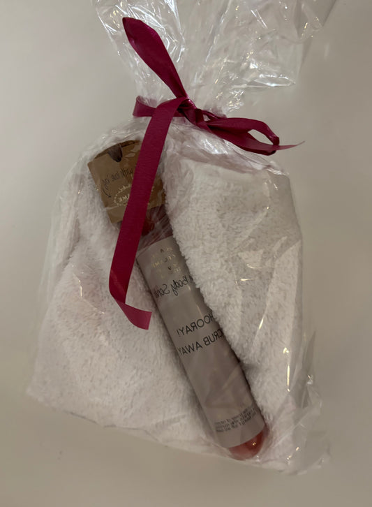Kadopakket - bodyscrub met gastendoekje - hooray