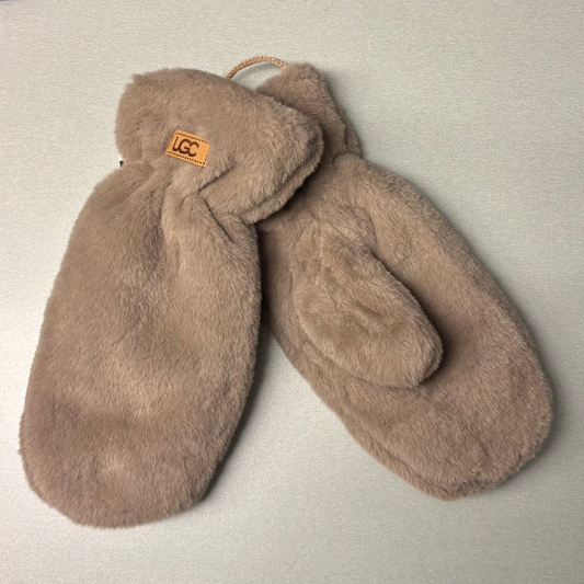 Wanten : fluffy wanten in namaak bont - taupe