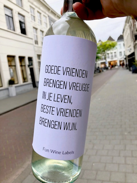 Fun wine labels : wijnetiket - goede vrienden