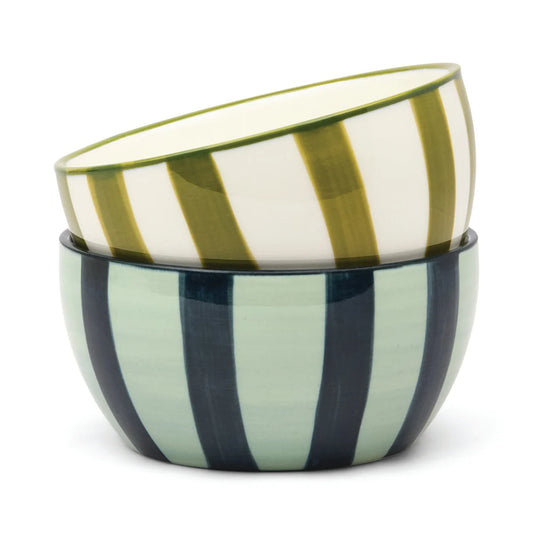 Here's how : the bella dipping bowls - green & blue stripe