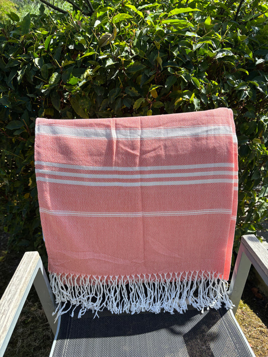 Hamamdoek : gestreept - rood