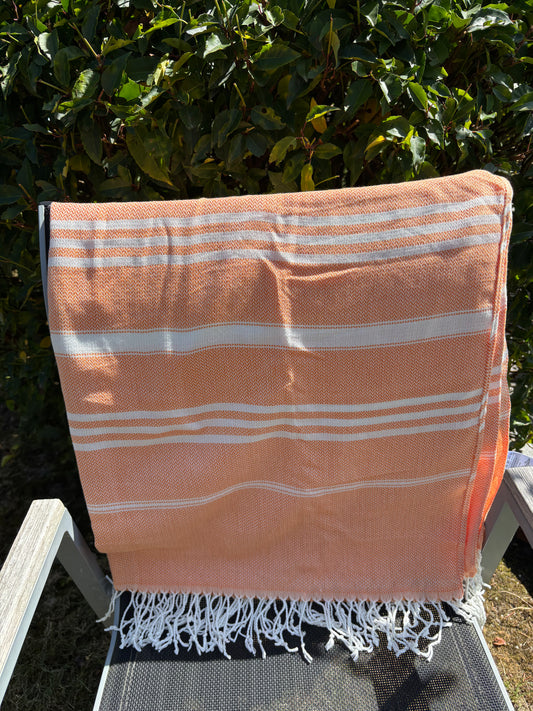 Hamamdoek : gestreept - oranje