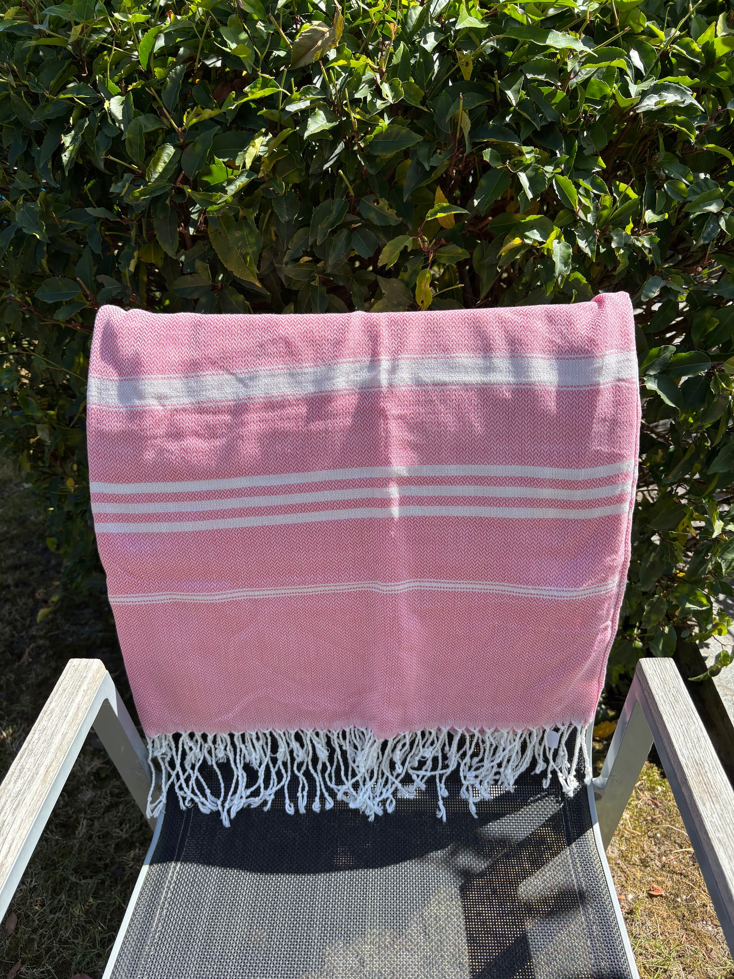 Hamamdoek : gestreept - roze
