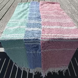 Hamamdoek : gestreept - blauw