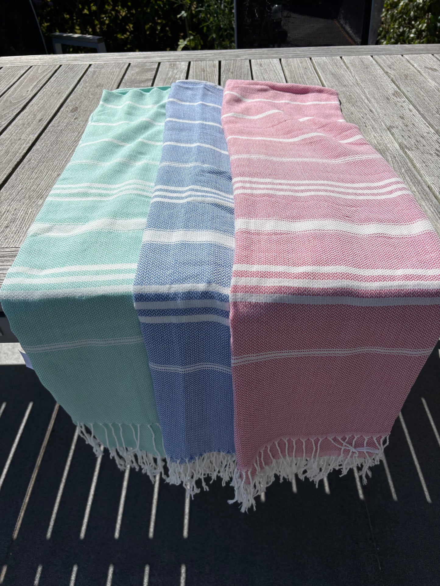 Hamamdoek : gestreept - groen