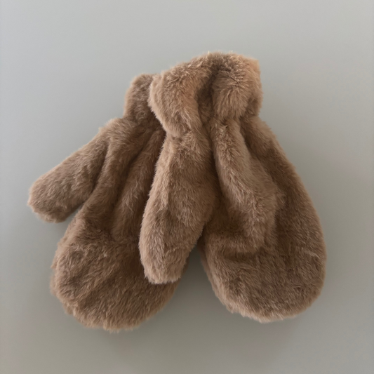 Dames wanten : teddy - donker beige