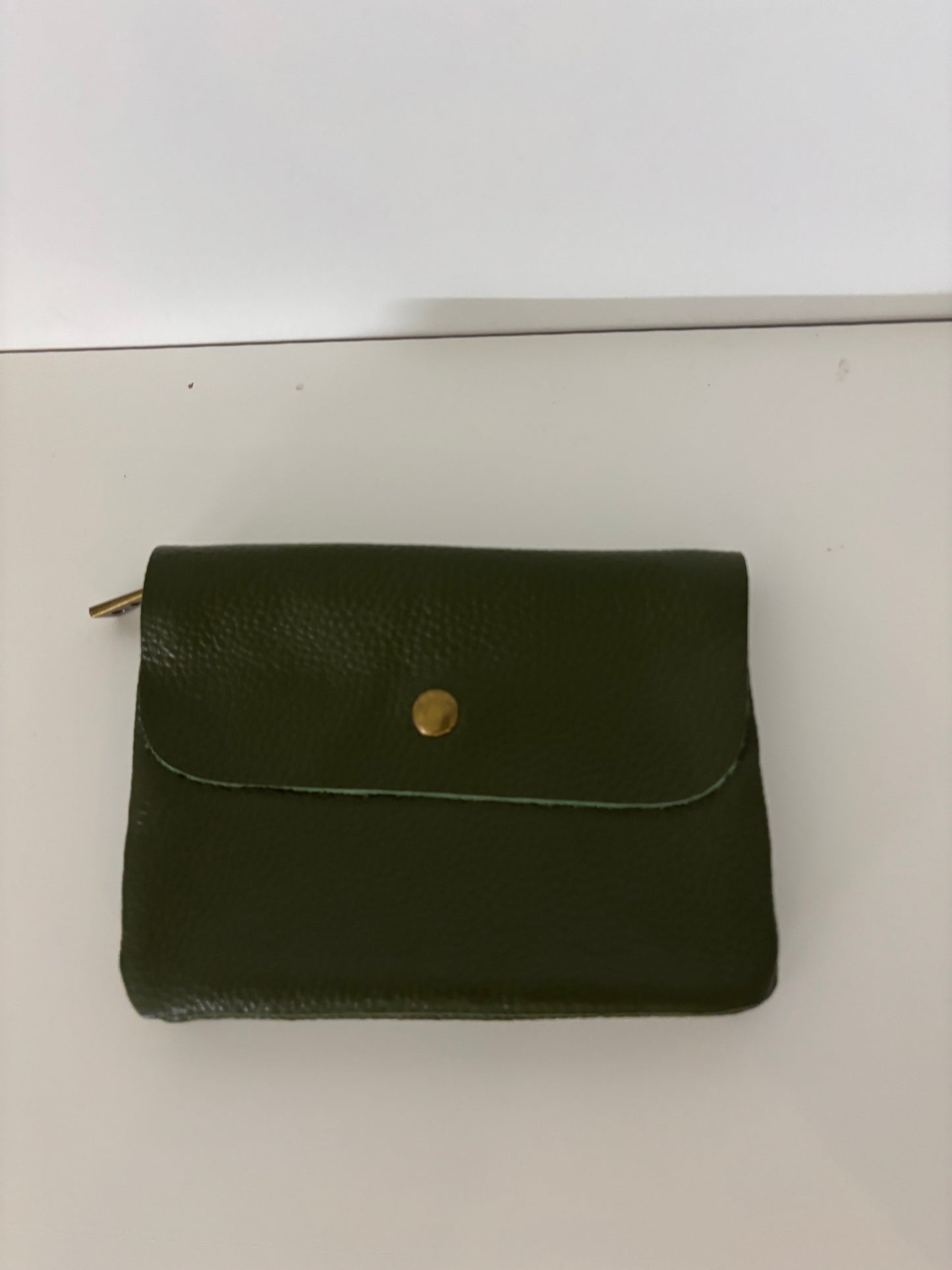 Miss reinette : grote lederen portemonnee - kaki