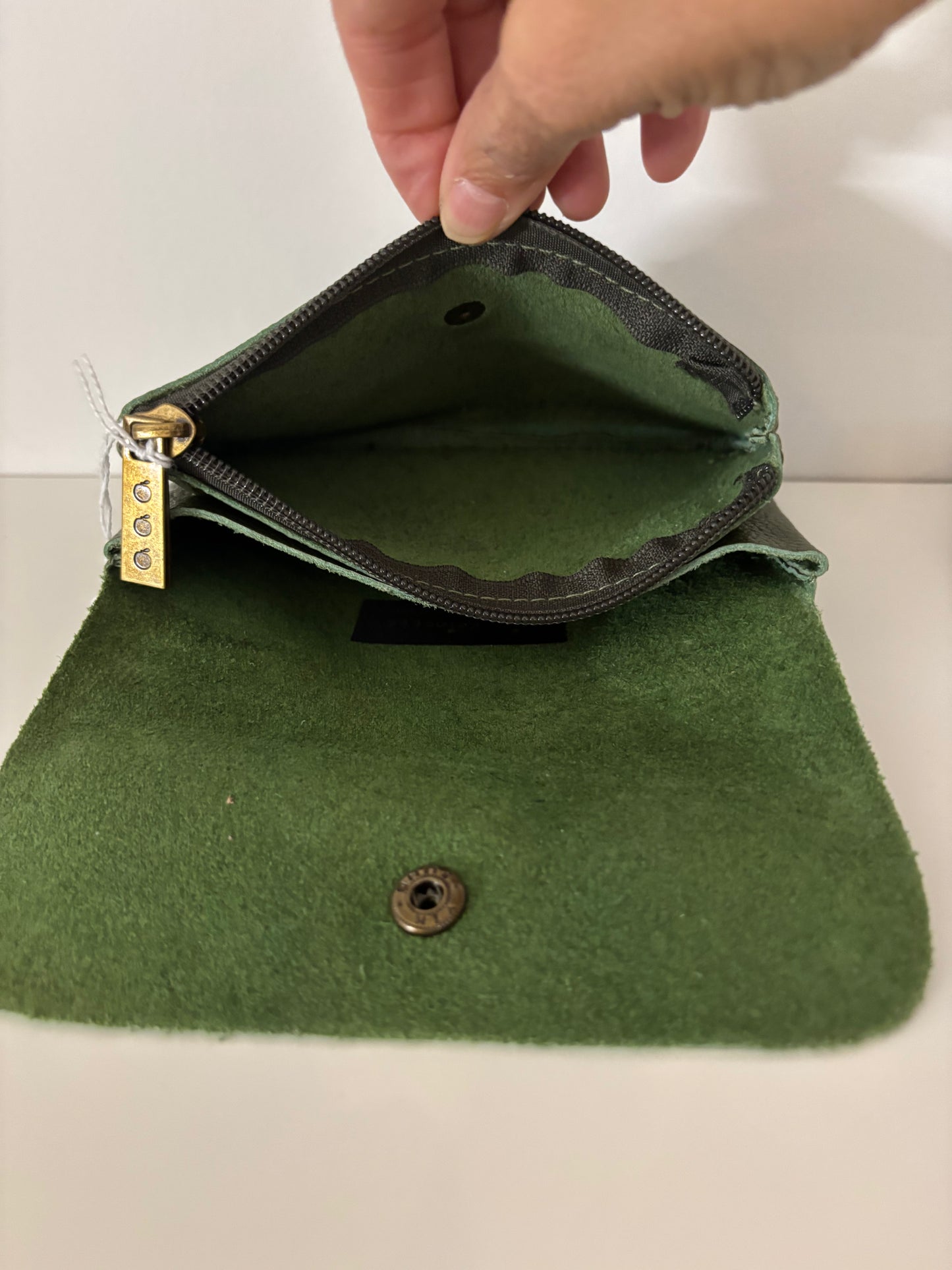 Miss reinette : grote lederen portemonnee - kaki