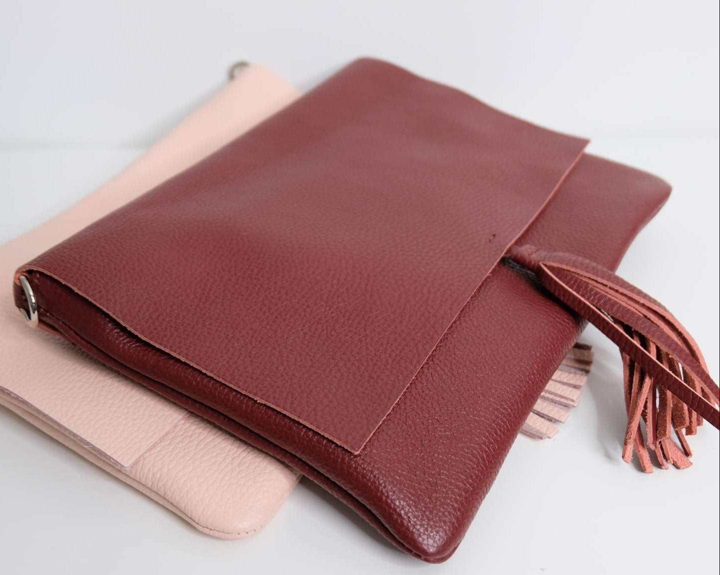 Zeen : lederen schoudertas - bordeaux of camel