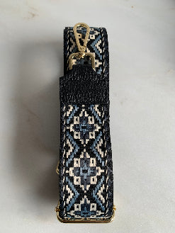 Riem handtas : brede riem - blauw/zwart