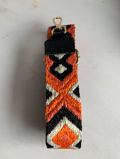 Riem handtas : brede riem - oranje/zwart