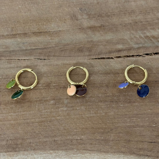 Ikitia : oorbellen in glazen buisjes - goud/groen  goud/blauw   goud/ roze