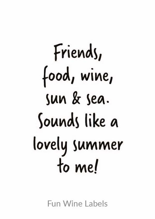 Fun wine labels : friends, food, sea, ...