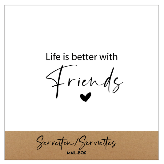 Mailboxcards : servetten klein - life is better with friends