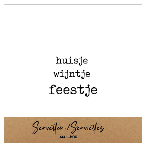 Mailboxcards : servetten klein - huisje wijntje feestje