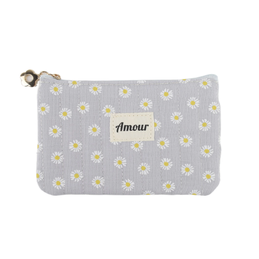 Make-up tasje : daisy - grey/light blue