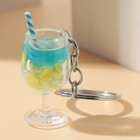 Sleutelhanger : coctailglas - blauw