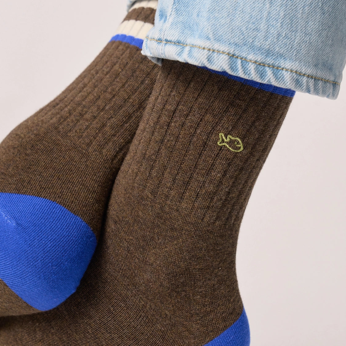 Billybelt : retro katoenen sokken - bruin/ivoor/blauw