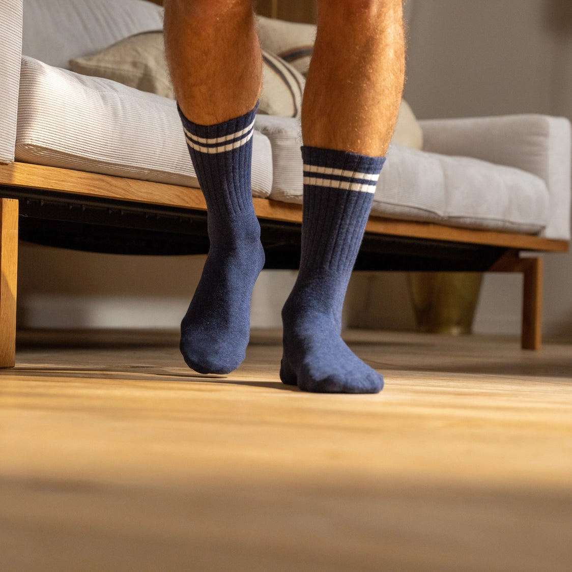 Billybelt : retro sokken gestreept - blauw/wit