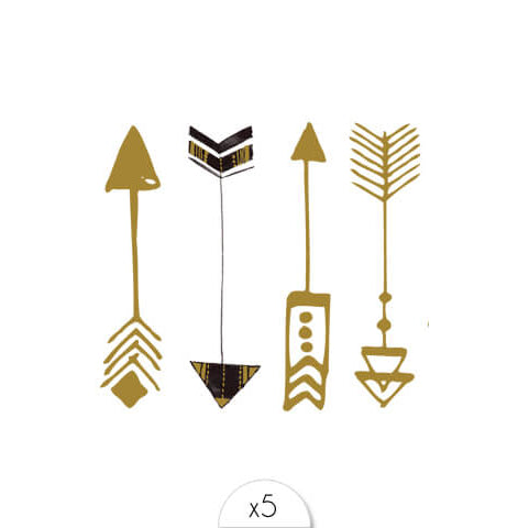 Sioou : tijdelijke tattoo - pijlen goud ( 5 stuks)