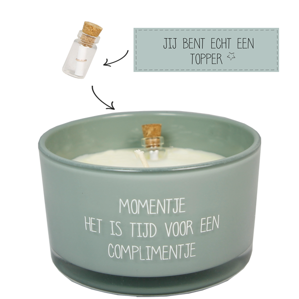My flame : Flessenpost kaars - Momentje. Het is tijd voor een complimentje