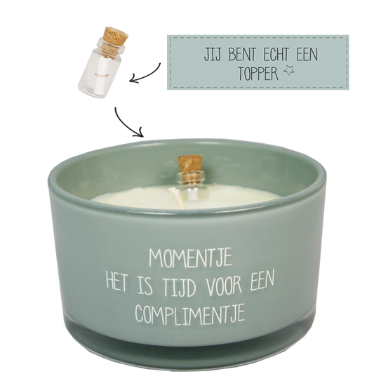 My flame : Flessenpost kaars - Momentje. Het is tijd voor een complimentje