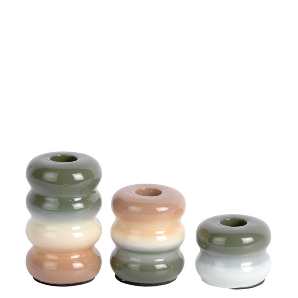 Present time : kandelaar set Praag - luxery green, cream