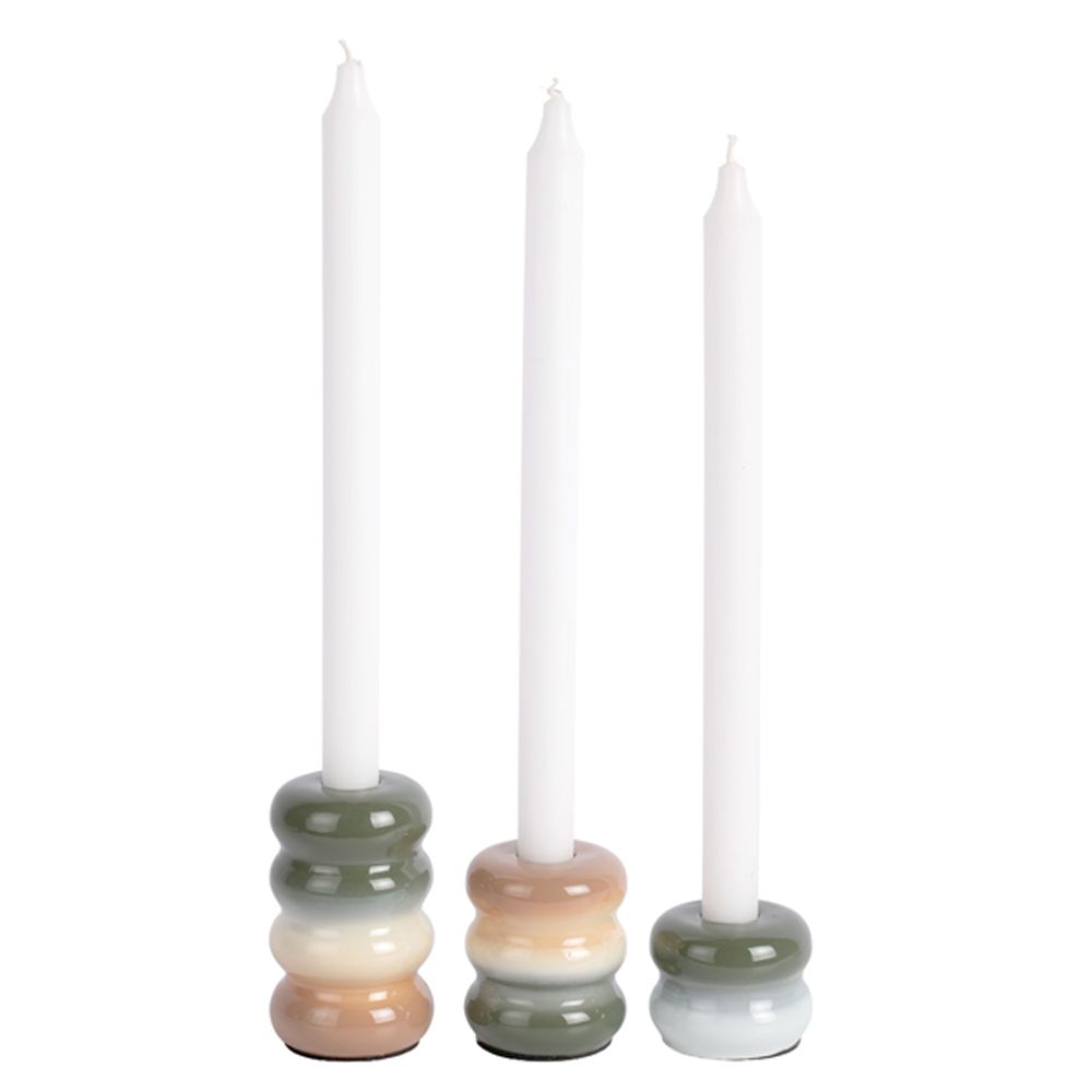 Present time : kandelaar set Praag - luxery green, cream