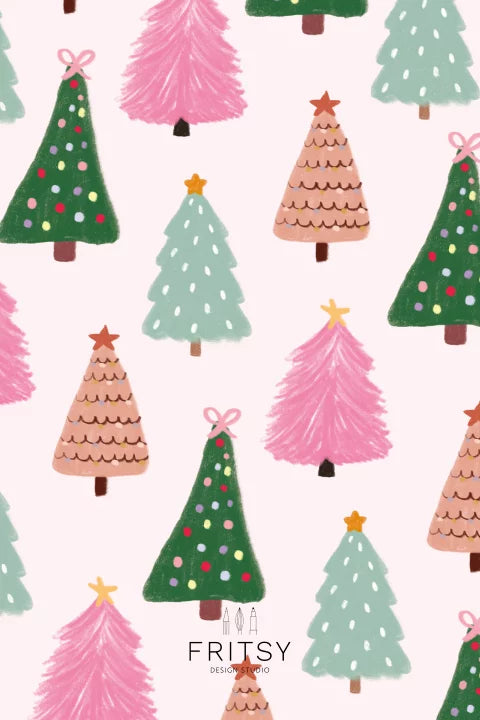 fritsy : kerstkaart - kleurijke bomen